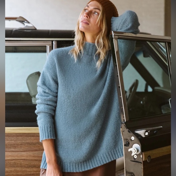 Jenni Kayne Sweaters - JENNI KAYNE ALPACA MOCKNECK PULLOVER VINTAGE BLUE SWEATER SIZE SMALL